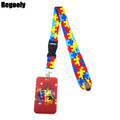 Autism Pattern Anime Lanyard Badge Holder ID Card Lanyards Mobile Phone Rope Key Lanyard Neck Straps Keychain Key Ring