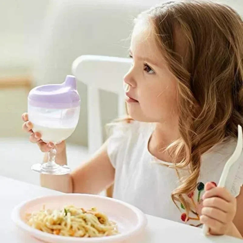 Novelty Wine Glass Shaped Sippy Cup with Lid 150ml Baby Learning Drinking Bottle Kids Toldder Nursing Bottle Infant Feeding Cups