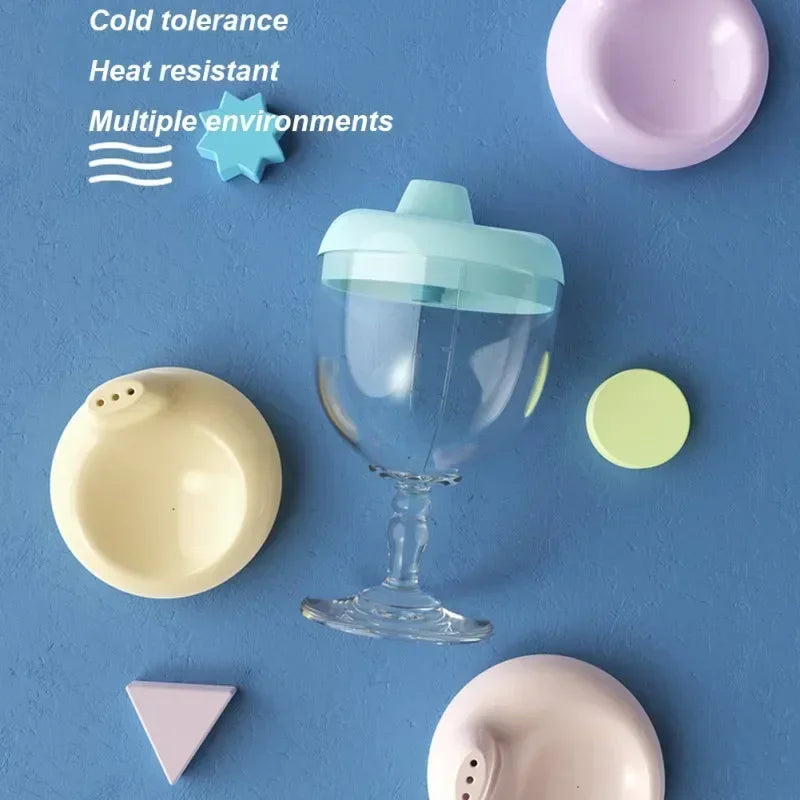 Novelty Wine Glass Shaped Sippy Cup with Lid 150ml Baby Learning Drinking Bottle Kids Toldder Nursing Bottle Infant Feeding Cups