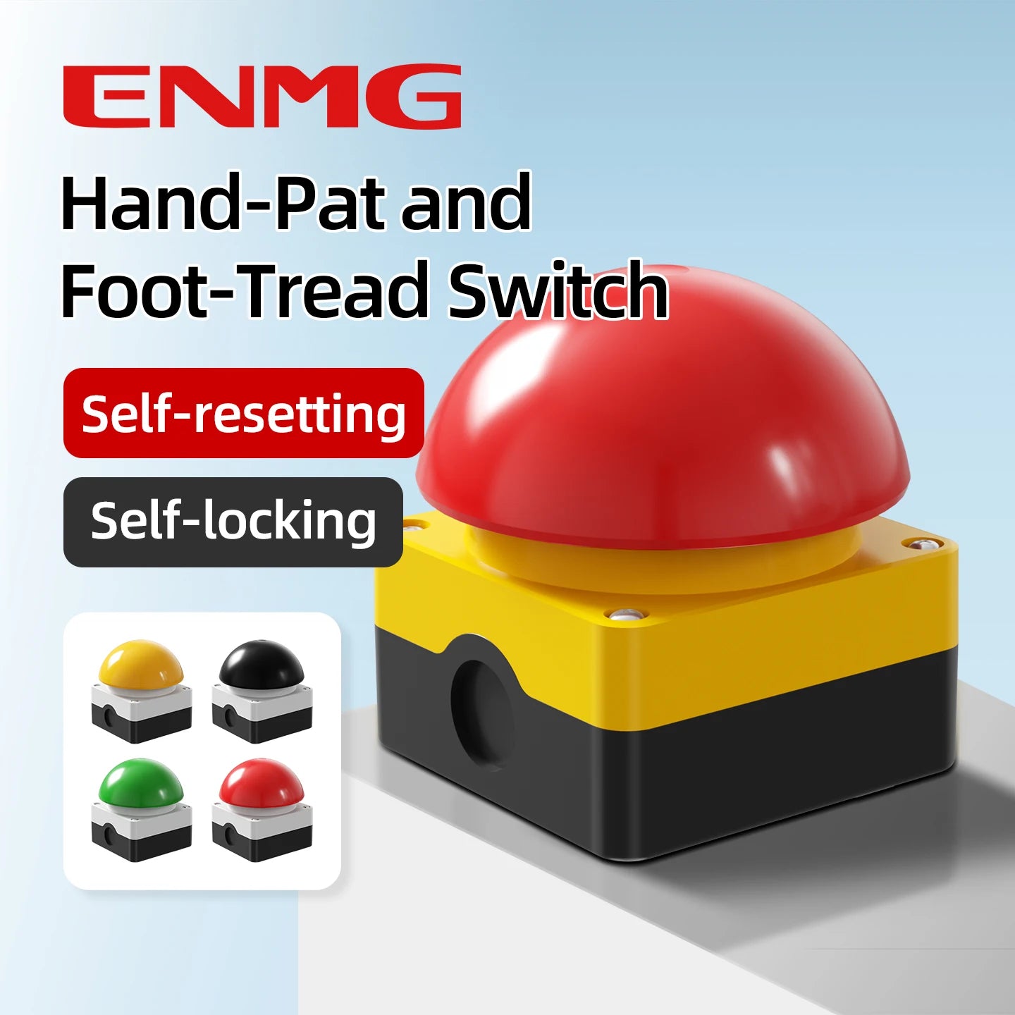 ENMG Big Mushroom Head Hand Tap Switch EFAK Ball Type Micro Foot Pedal Judge Tap Light Trigger Momentary Button Waterproof IP65.