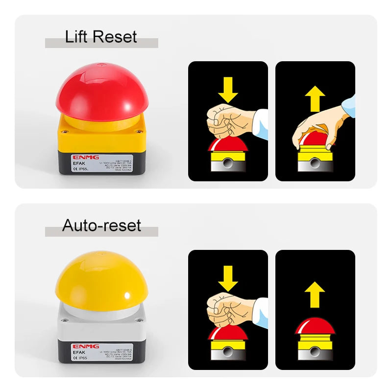 ENMG Big Mushroom Head Hand Tap Switch EFAK Ball Type Micro Foot Pedal Judge Tap Light Trigger Momentary Button Waterproof IP65.