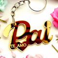 KIT Chaveiro  Palavra Pai  Acrílico Espelhado DOURADO. para festa, lembrancinhas dia dos pais