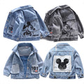 Jaqueta Mickey Denim Para Meninos Casacos De Moda Infantil De Outono Roupas Infantis Meninas Desenho Animado Fino Jean