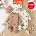 Adorável Conjunto De Macacão De Urso Para Bebês De 0 A 18 Meses , Manga Comprida Com Chapéu De Presente , Roupa Unissex