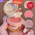 Paleta De Iluminador De Blush 3 Em 1 Pó Multifuncional De Três Camadas Perolado Sombra Brilhante